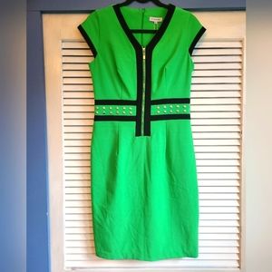 Pierri green and black dress with silver stud accents | Size 8